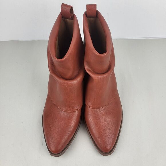Zodiac Malina Western Ankle Foldover Bootie Boot Faux Leather Sienna Red US 6.5 - Picture 5 of 9